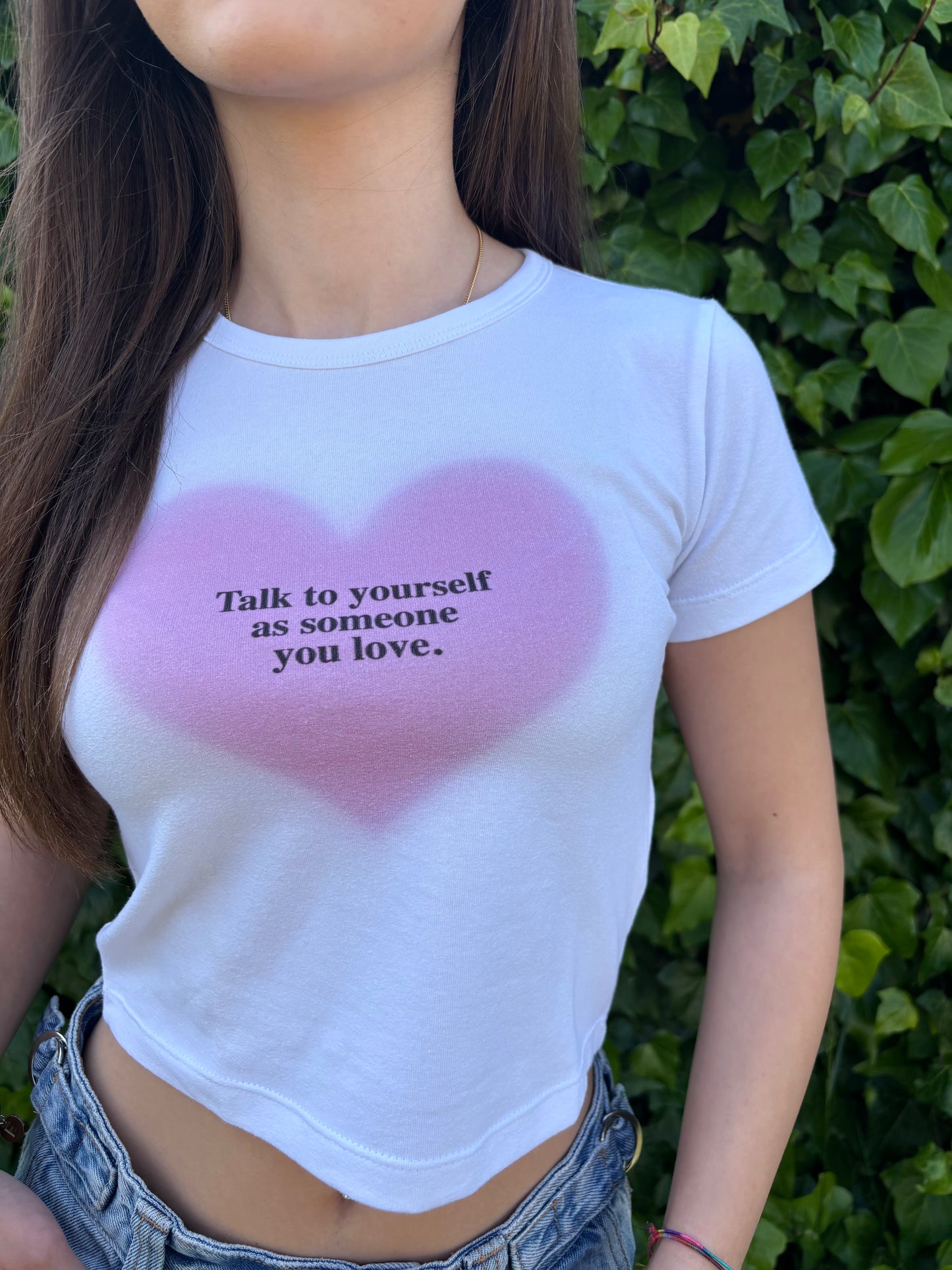 T-shirt Cropped "Pink Heart"