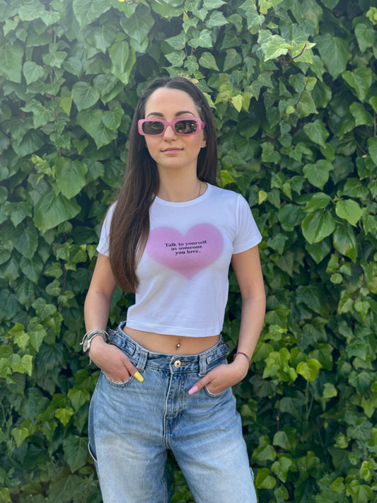 T-shirt Cropped "Pink Heart"